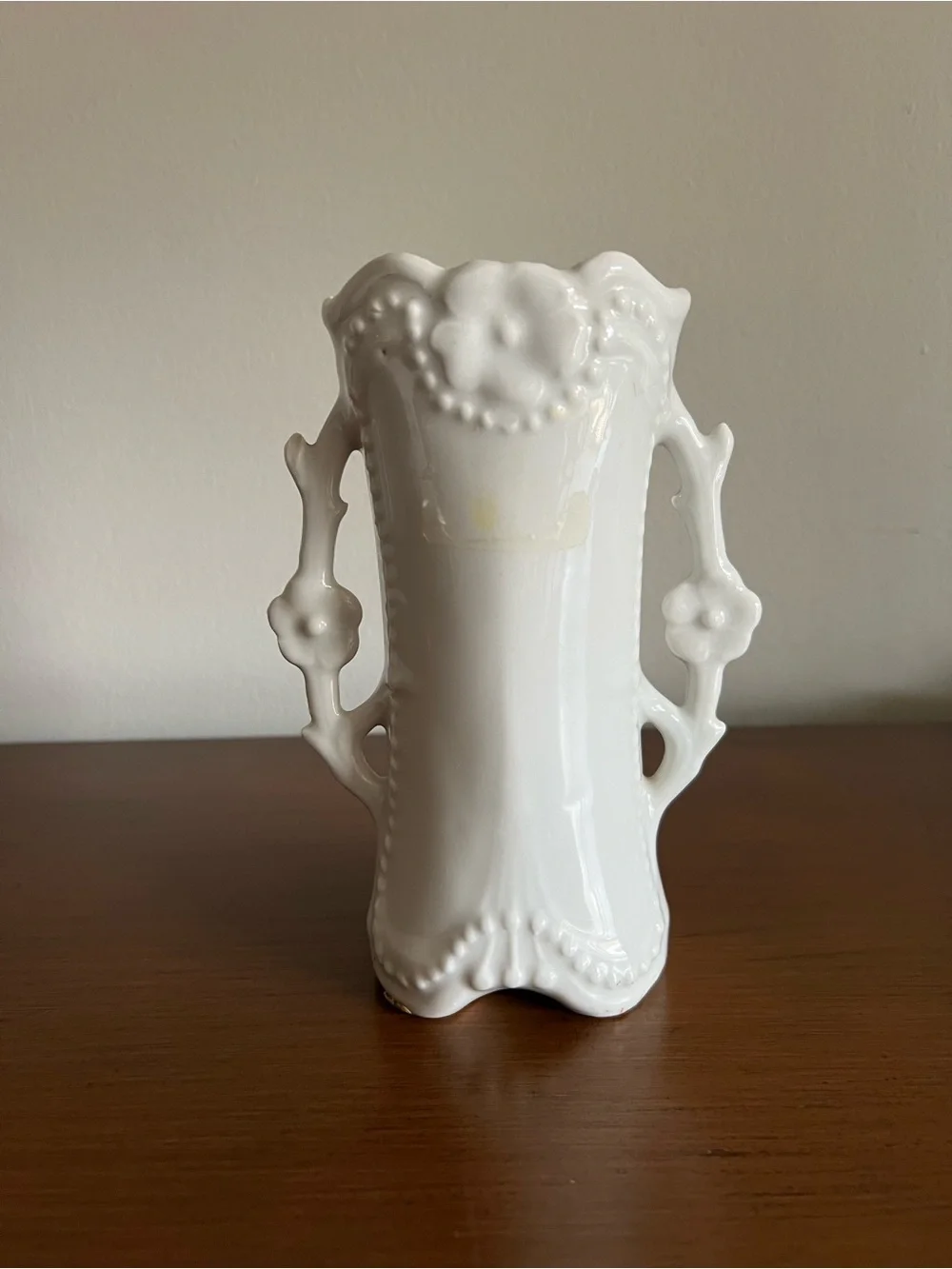 Vintage 1930s Hand-Painted White/Red/Gold German Porcelain Accent Vase